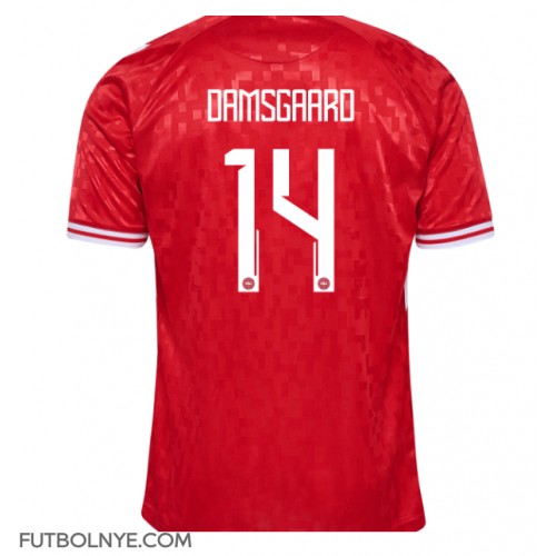 Camiseta Dinamarca Mikkel Damsgaard #14 Primera Equipación Eurocopa 2024 manga corta